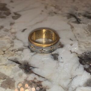 Two-Tone Gold & Silver Stainless Steel Star Ring, Approx. Size 7.5